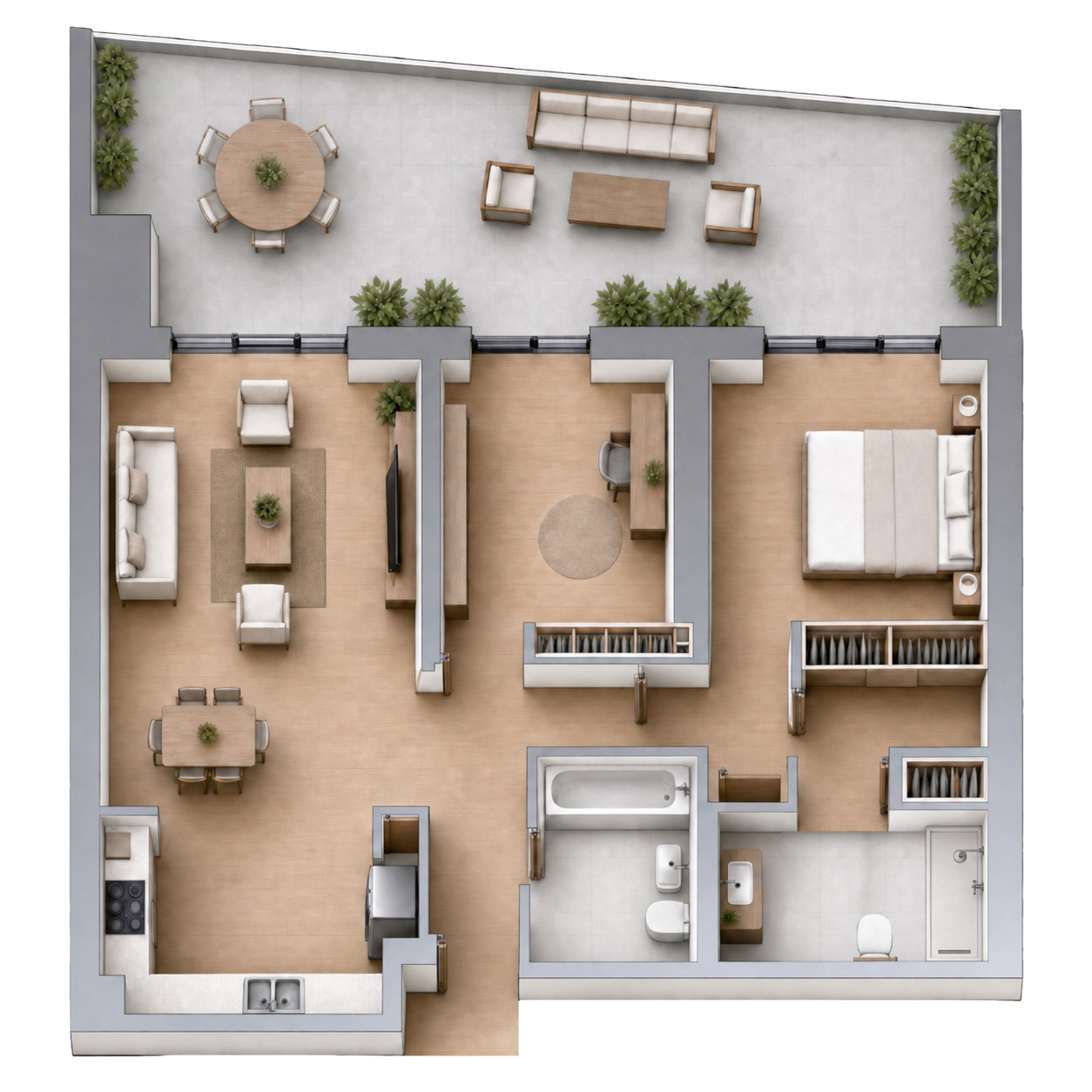Plan 2D · Apartament cu 3 camere