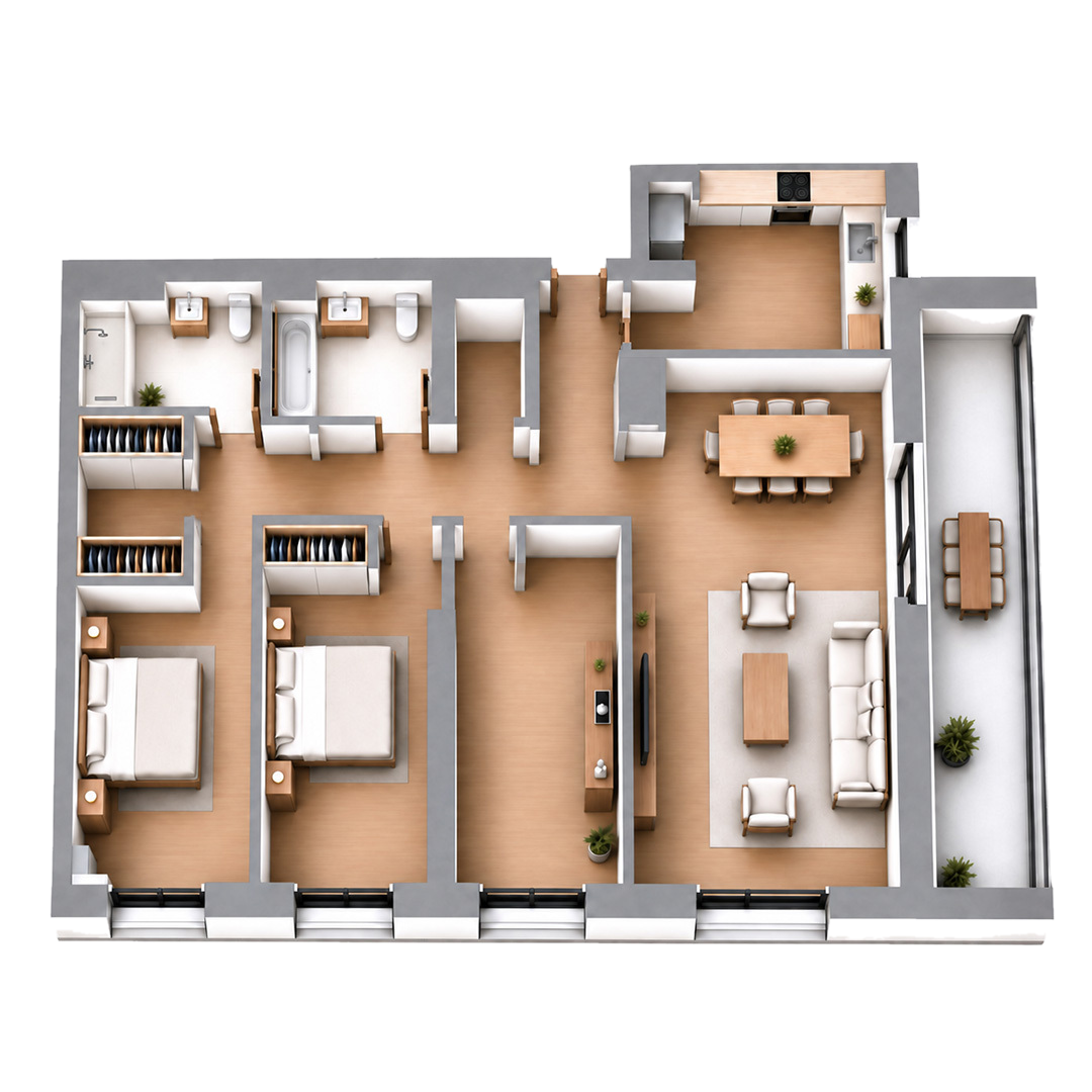 Plan 2D · Apartament cu 4 camere